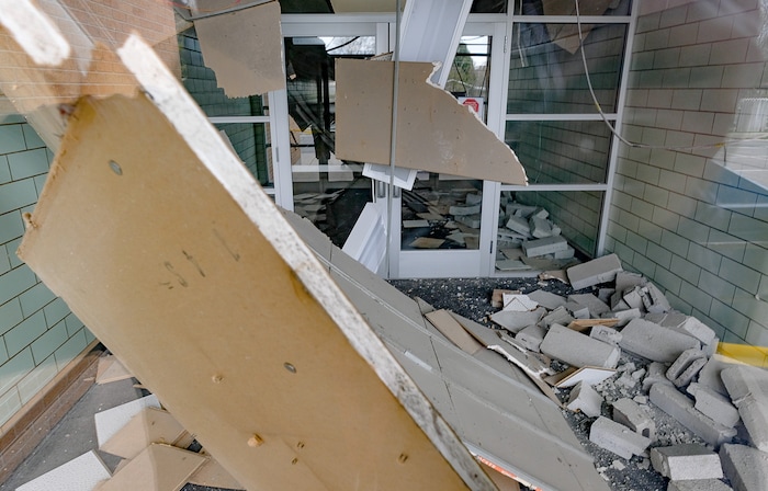 (Francisco Kjolseth  |  The Salt Lake Tribune) West Lake Jr. High at 3400 S. 3450 West in West Valley City as seen on Tuesday, March 31, 2020, sustained extensive damage during the earthquake and may be closed permanently.
