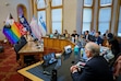 (Trent Nelson | The Salt Lake Tribune) Mayor Erin Mendenhall proposes three new city flags during a meeting of the Salt Lake City Council on Tuesday, May 6, 2025.