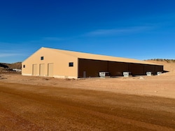 (Mark Eddington | The Salt Lake Tribune) Kevin Costner's 39,000-square-foot multipurpose building, dubbed "the Barn," near St. George Regional Airport on Monday, Feb. 3, 2025. The building is part of phase one of the construction of Costner's Territory Studios, a $100 million film studio taking shape in St. George.