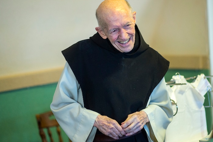 (Chris Detrick  |  The Salt Lake Tribune)  "Father Patrick" Boyle works in the bookstore and gift shop at the Abbey of Our Lady of the Holy Trinity in Huntsville on Wednesday, Aug. 23, 2017.