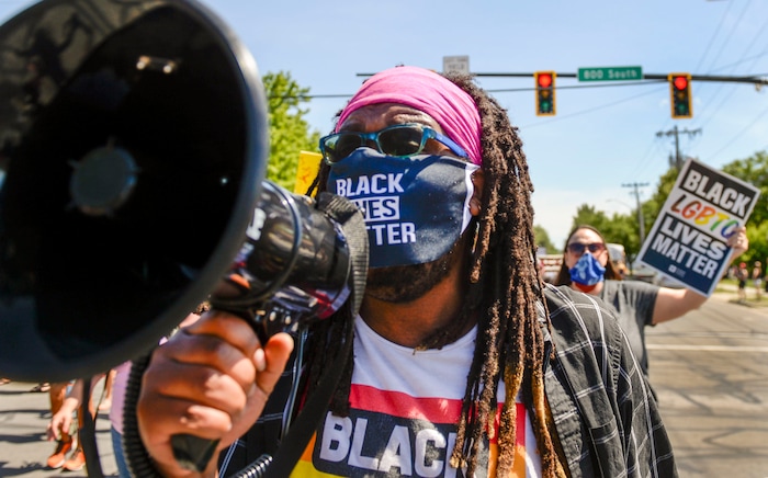 (Leah Hogsten  |  The Salt Lake Tribune) Over 1,000 Pride for Black Lives Matter supporters rallied at Liberty Park, Sunday, June 14, 2020 for over three hours before marching throughout Salt Lake City to join the Las Vidas Negras Importan Rally at Washington Square.