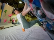 (Bethany Baker  |  The Salt Lake Tribune) Jesse Grupper, a professional climber for USA Climbing that will compete in the 2024 Olympics in Paris, practices at the current practice facility for USA Climbing in Salt Lake City on Thursday, Jan. 18, 2024.